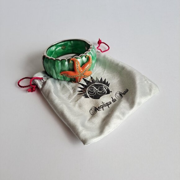 New Angelique De Paris gold plated starfish green bangle bracelet. - Picture 17 of 17